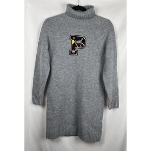 Polo‎ Ralph Lauren Girl L 12-14 Wool Turtleneck Sweater Dress Grey Crest Patch